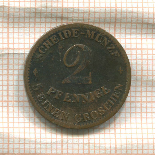 2 пфеннига. Саксен-Кобург-Гота 1856г