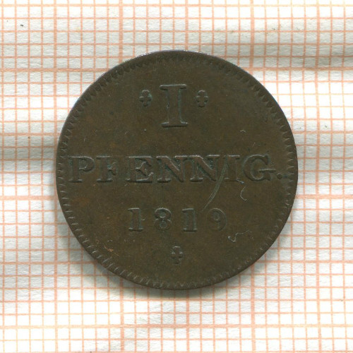 1 пфенниг. Франкфурт 1819г