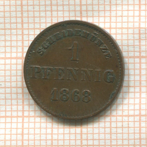 1 пфенниг. Саксен-Майнинген 1868г