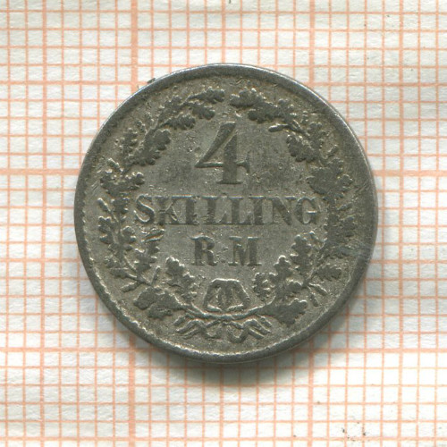 4 скиллинга. Дания 1854г
