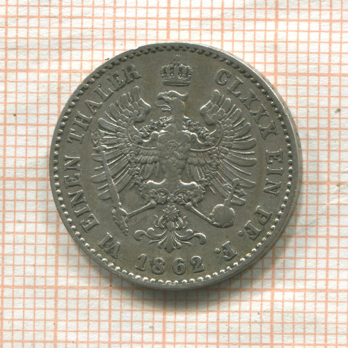 1/6 талера. Пруссия 1862г