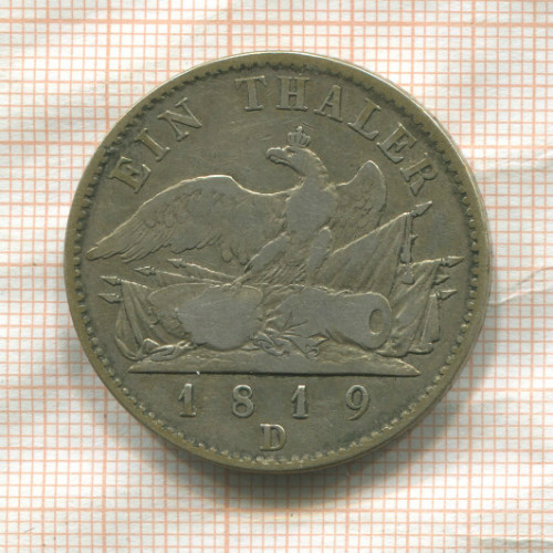 1 талер. Пруссия 1819г