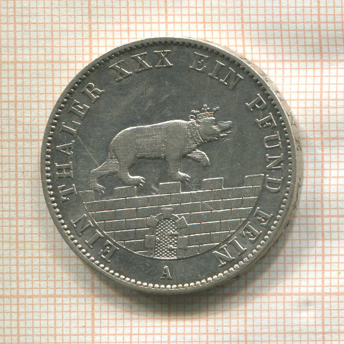 1 талер. Анхальт 1862г