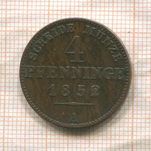 4 пфеннинга. Пруссия 1852г