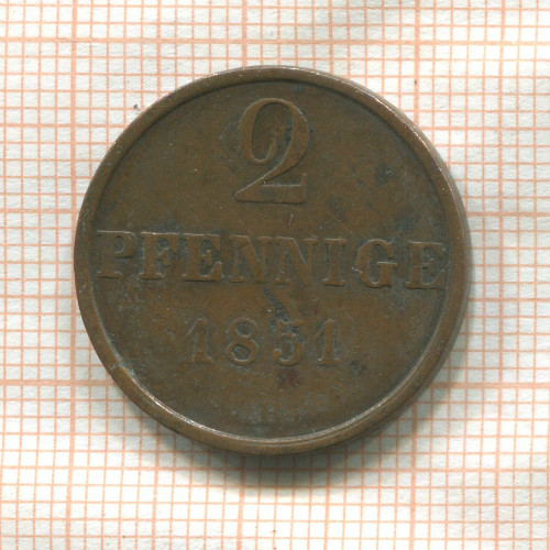 2 пфеннига. Брауншвейг 1851г