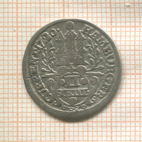 2 шиллинга. Гамбург 1720г