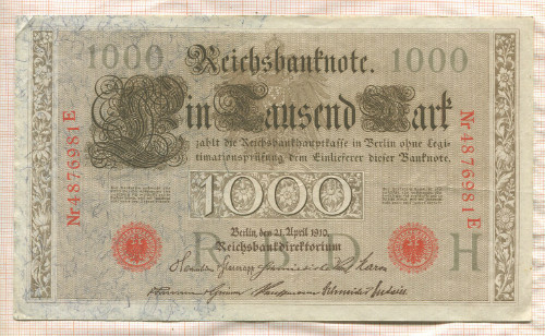 1000 марок. Германия 1910г
