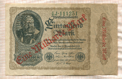 1000000000 марок. Германия 1923г