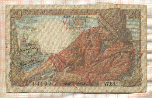 20 франков. Франция 1943г