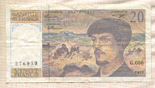 20 франков. Франция 1992г
