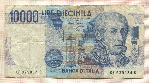 10000 лир. Италия 1984г