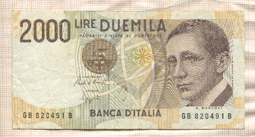 2000 лир. Италия 1990г