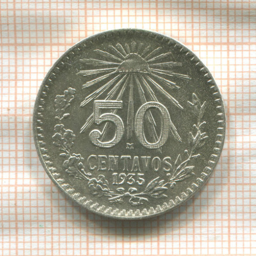 50 сентаво. Мексика 1935г