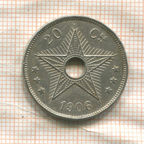 20 сантимов. Свободное государство Конго 1906г