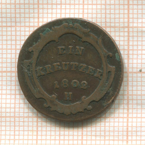 1 крейцер. Австрия 1802г
