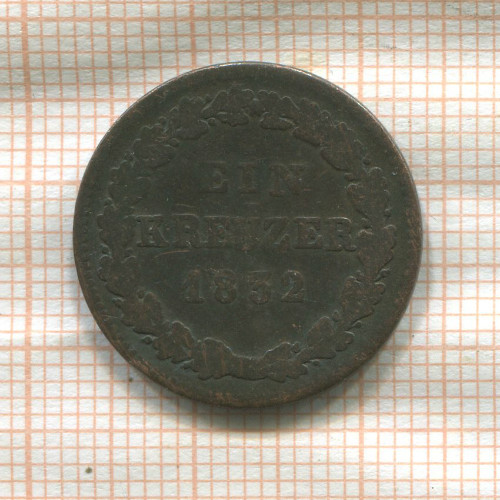 1 крейцер. Нассау 1832г