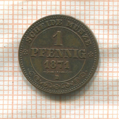 1 пфенниг. Саксония 1871г