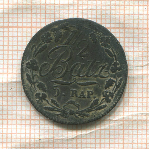 1/2 батцена-5 раппенов. Швейцария. Во 1818г