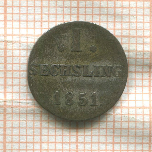 1 сешлинг. Гамбург 1851г