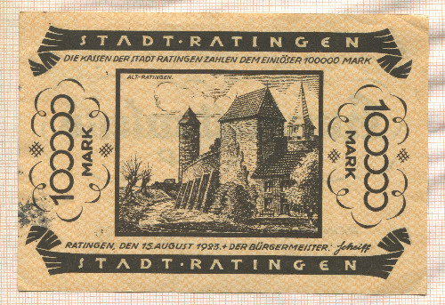 100000 марок. Германия 1923г