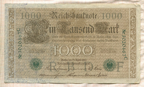 1000 марок. Германия 1910г