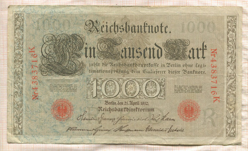 1000 марок. Германия 1910г