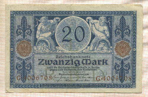 20 марок. Германия 1915г