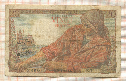 20 франков. Франция 1943г