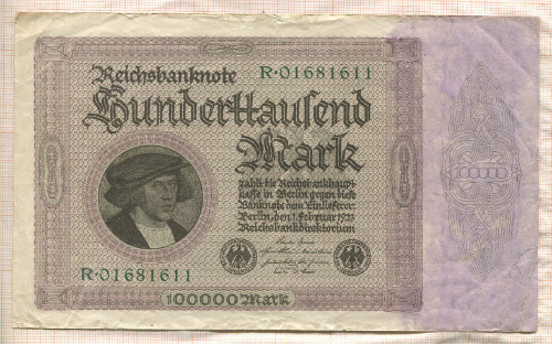 100000 марок. Германия 1923г