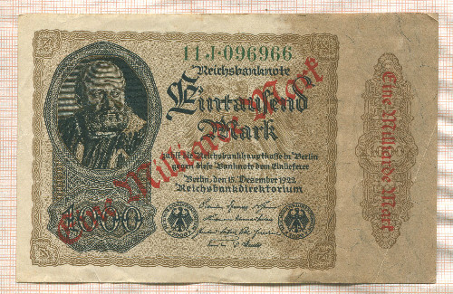 1000000000 марок. Германия 1923г