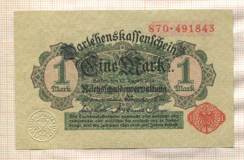 1 марка. Германия 1914г