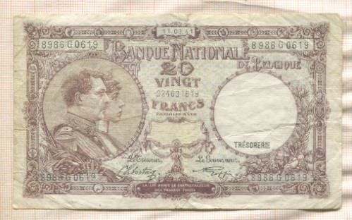 20 франков. Бельгия 1941г