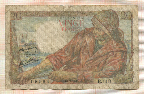 20 франков. Франция 1944г