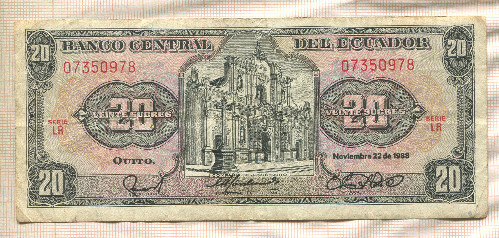 20 сукре. Эквадор 1988г