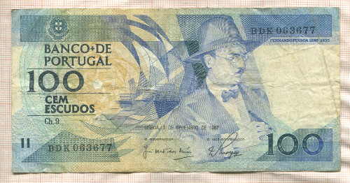 100 эскудо. Португалия 1987г