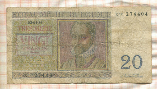 20 франков. Бельгия 1956г