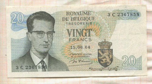 20 франков. Бельгия 1964г