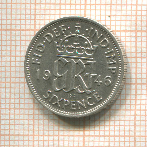 6 пенсов. Великобритания 1946г