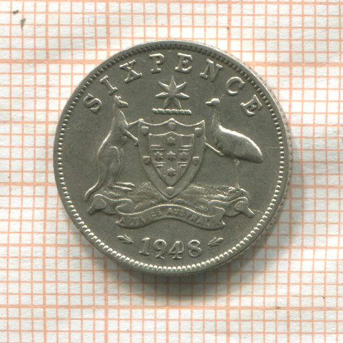 6 пенсов. Австралия 1948г