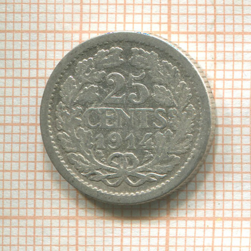 25 центов. Нидерланды 1914г