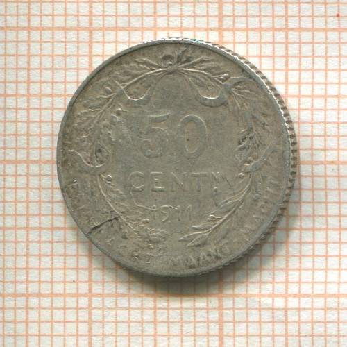 50 сантимов. Бельгия 1911г