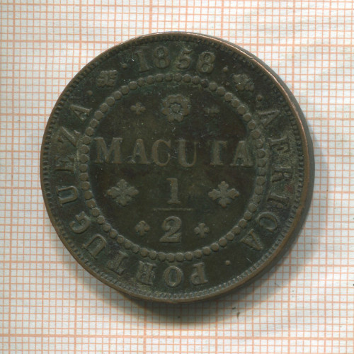 1/2 макуты. Португальская Африка. Ангола 1858г
