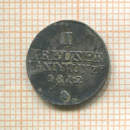 1 крейцер. Саксен-Майнинген (буква "Z" повернута в другую сторону) 1812г