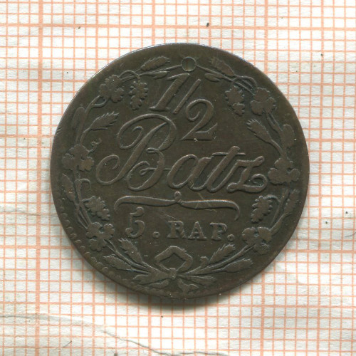 1/2 батцена-5 раппенов. Швейцария. Кантон Во 1816г