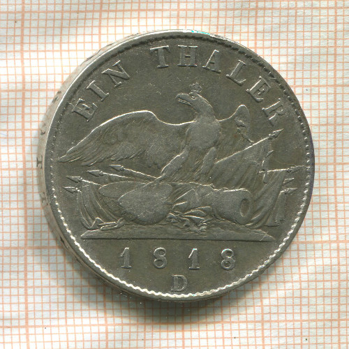 1 талер. Пруссия 1818г