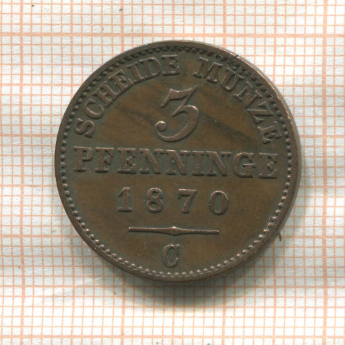 3 пфеннинга. Пруссия 1870г