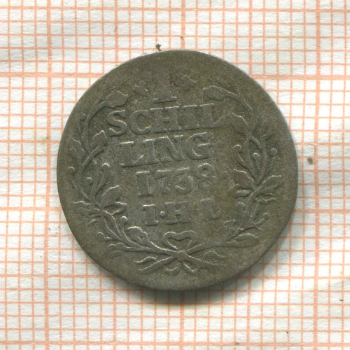 1 шиллинг. Гамбург 1738г