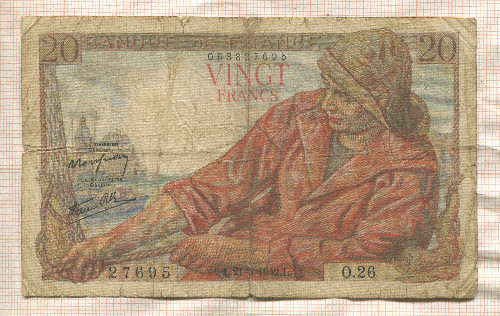 20 франков. Франция 1942г