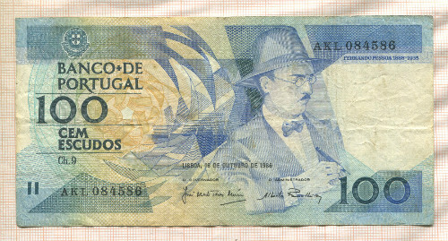 100 эскудо. Португалия 1986г