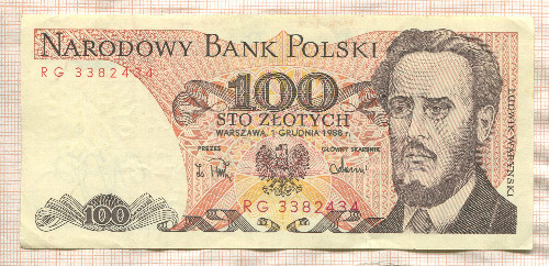 100 злотых. Польша 1988г